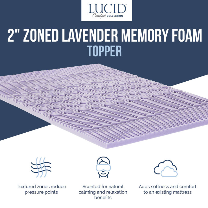 2" Zoned Lavender Memory Foam Mattress Topper